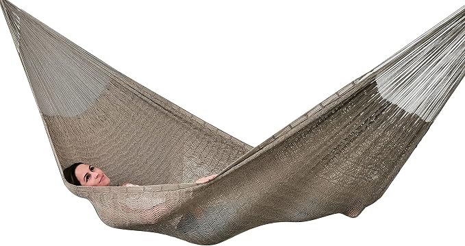 Traditional Mayan Hammock - Hammock Made with Thick Cotton Thread (Gray, Small)