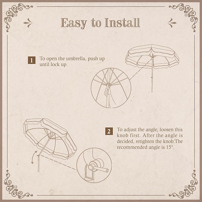 LAGarden Fringe Patio Umbrella with Carry Bag & Cover Vintage Wood for Event Outdoor Garden Yard Wedding Bistro Table
