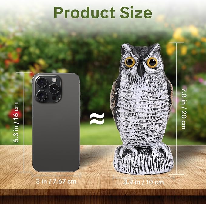 OFFO 3 Pack Fake Owl, Owl Statue for Garden and Yard Decoration, Weatherproof Plastic Outdoor Owl Decor for Porch Pool Patio Yard, 8-Inch Height, Round + Long + Short Ear Owl
