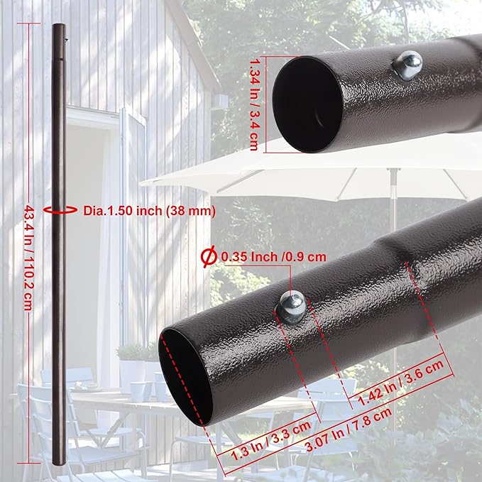 Blissun Umbrella Replacement Lower Pole, Patio Umbrella Bottom Pole with Bullet Buckle, Only Compatible Umbrellas