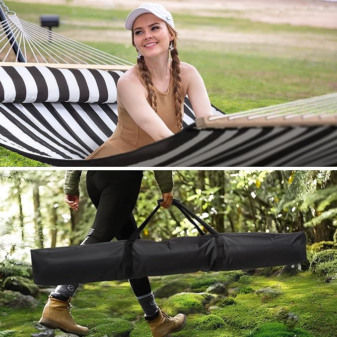 SUNCREAT Double Outdoor Hammock with Stand Included, 475 lbs Capacity, Carrying Bag Hammock and Stand Storage Bag