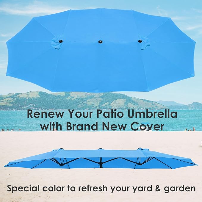 Yescom Patio Umbrella Replacement Outdoor Canopy Beach Backyard Market Table Top Cover