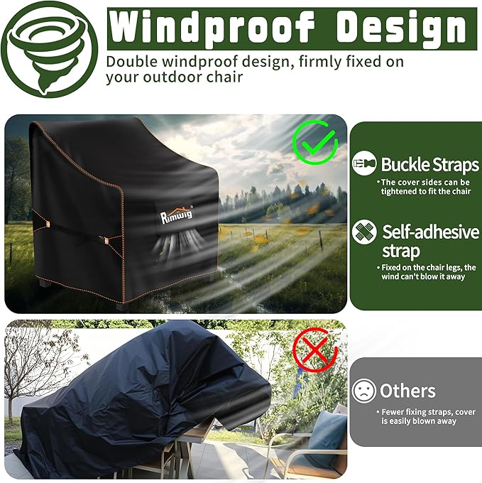 Patio Chair Covers Waterproof 2-Pack Wicker Swivel Chair Covers All-Weather Windproof & UV Protection Outdoor Furniture Covers Keep Your Chairs Like New 38x31x15x29inch