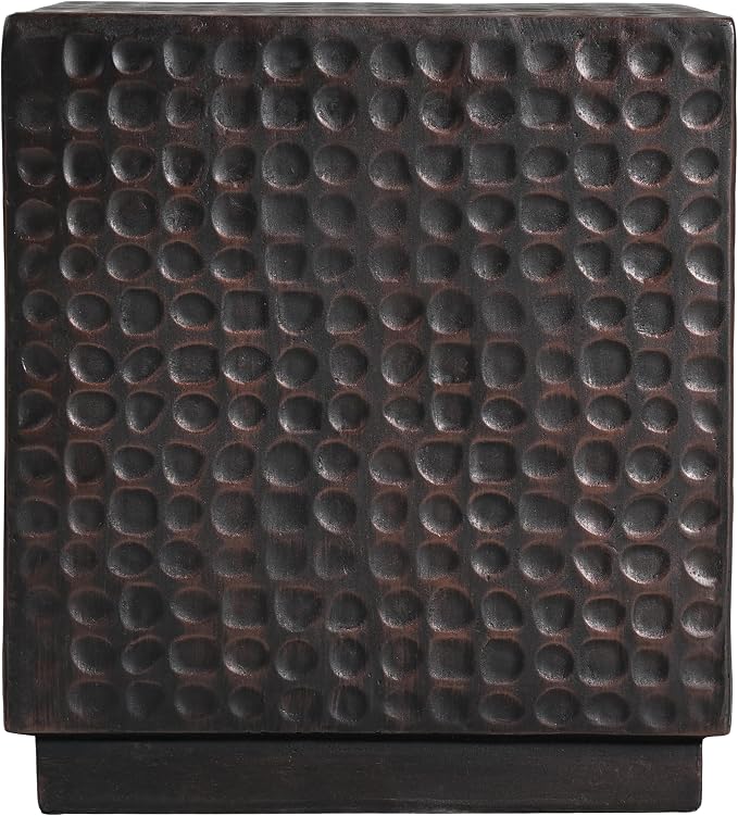 Christopher Knight Home Jeanie Outdoor Side Table Lightweight Concrete, Patio End Table Cube, MGO Fluted Coffee Table for Outside, Garden, Backyard, Poolside Accent Table, Dark Brown Copper