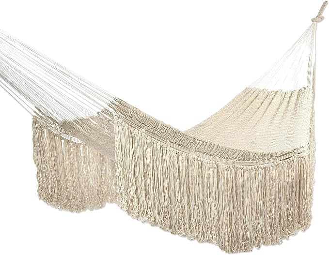 Novica Handmade Ivory Cascade Cotton Rope Hammock (Double)
