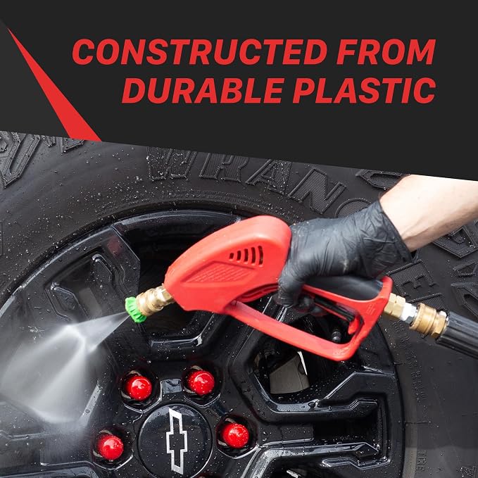 Maxshine Short Pressure Washer Gun – High-Pressure Water Handle with 1/4” Quick Connector Coupler – Power Washer Gun Compatible with Foam Cannon – Includes 3/8” Male & M22 14mm Twist Plug Connectors