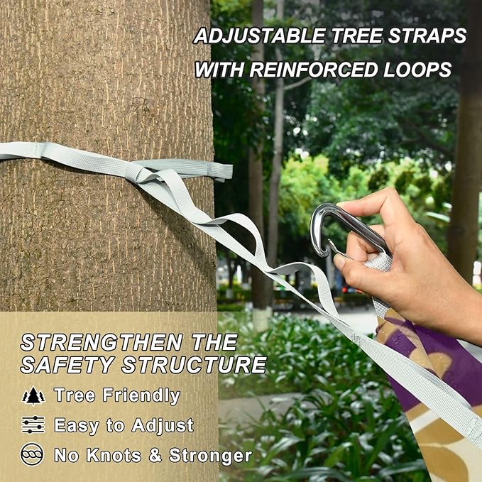 Heart Pattern Outdoor Hammocks with Tree Straps Fabric Hammock for Camping & Hiking Essential