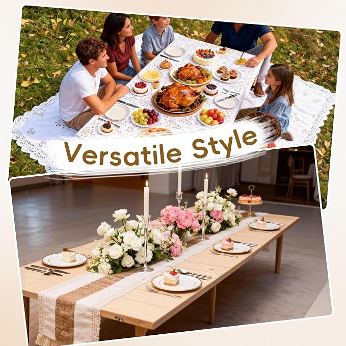 60"x30" Low Folding Picnic Table, Portable Boho Floor Table with Tablecloth, Ideal for Camping, Wedding, Beach, Garden, Party