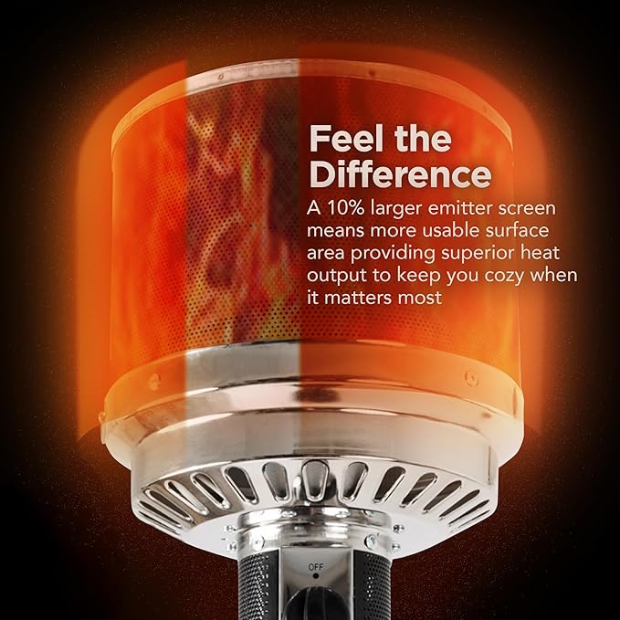 Amazon Basics 46,000 BTU Portable Outdoor Propane Patio Heater with Wheels, Commercial & Residential, Easy to Use, with Water Tank, Havana Bronze, 32.1 x 32.1 x 91.3 inches