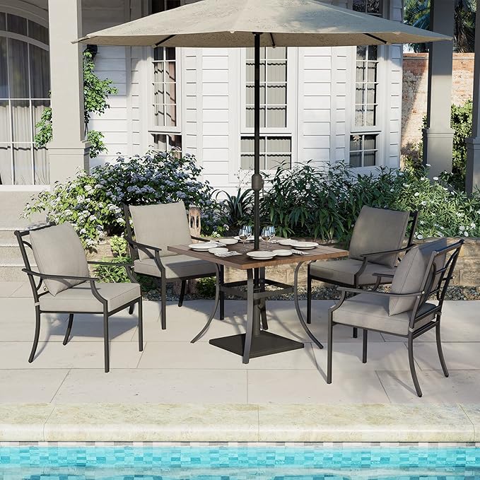 Grand patio 2-Piece Patio Dining Set for 2, Outdoor Dining Set for 2, E-Coated Outdoor Fixed Dining Set with Olefin Cushions