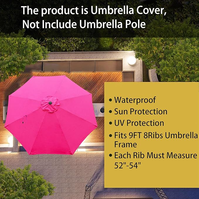 Goodgoods 9ft Patio Umbrella Replacement Canopy Market Umbrella Top Outdoor Umbrella Canopy (2pcs/package)