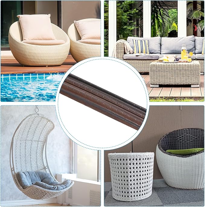 Patikil Wicker Repair Kit, 30m/98ft PE Rattan Replacement Repair DIY Set for Wicker Fixing Furniture Patio Furniture, Embossed Black Brown
