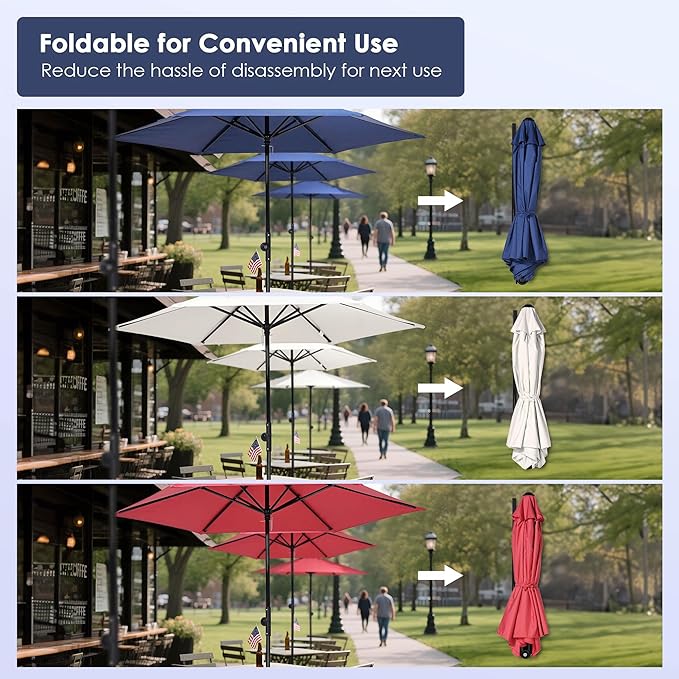 Yescom 7.5ft Outdoor Bistro Market Table Umbrella for Restaurant Cafe Rental Patio 250th Celebration Lawn Party Event Shade Yard Deck Railing Parasol