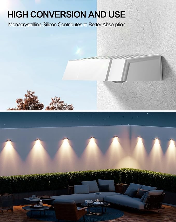 Solar Fence Lights 10 Pack, Fence Light Solar Powered Waterproof IP65 Multicolor Led 9 Fixed Colors ＆RGB Color Changing, Solar Lights Outdoor for Deck, Patio, Porch, Stairs, Holiday (White)