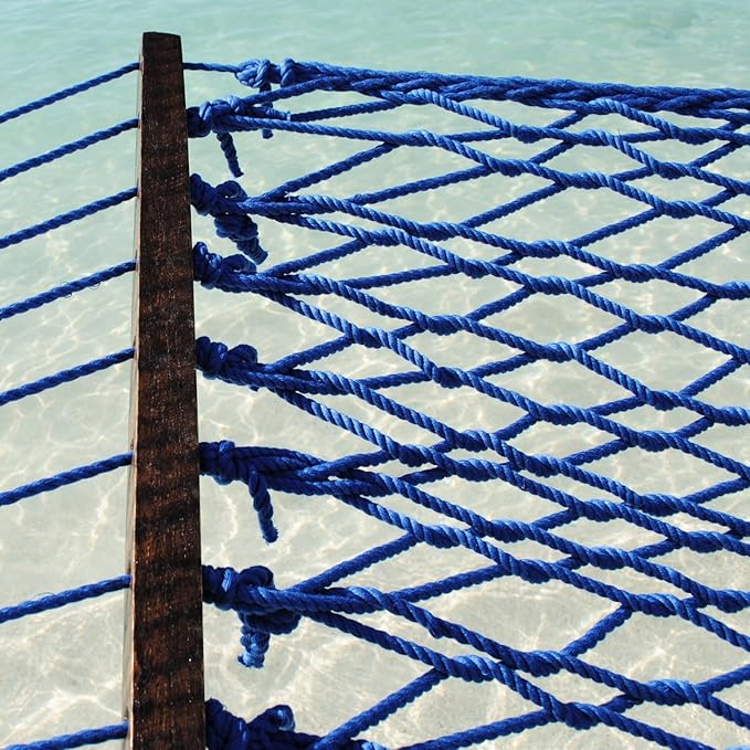 Caribbean Rope Hammock - 55 Inch - Soft-Spun Polyester (Dark Blue)