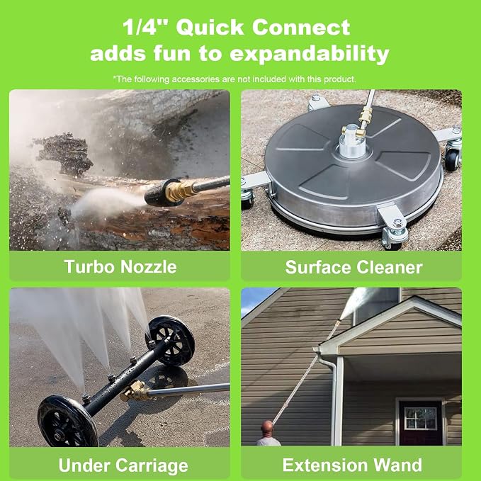 Pressure Washer 4800PSI, Power Washer with with 33ft Pressure Hose, 4 Nozzle and Foam Cannon, Powerwashers for Home, Cars, Patio, Green
