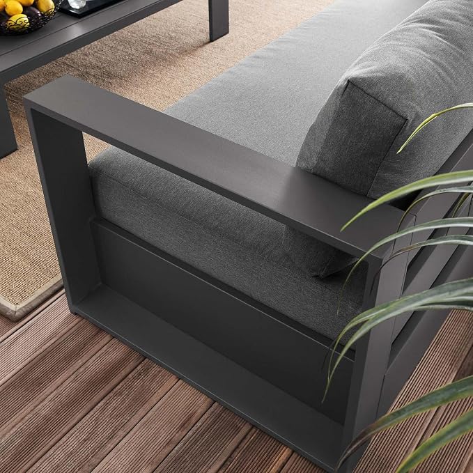 Modway Tahoe 2-Piece Fabric/Powder-Coated Aluminum Outdoor Set in Charcoal/Gray