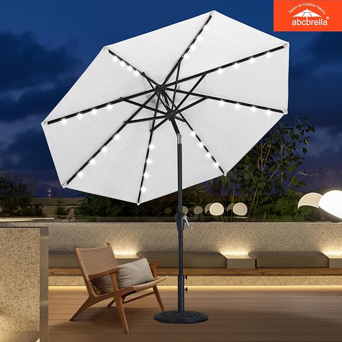 ABCCANOPY OLEFIN® 5-Year No Fading Patio Umbrella with Solar Lights (White)