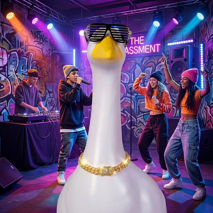 Porch Goose Statue 5pc Accessory Combination Set, Hip Hop Goose Accessories Kit with Chains Sunglasses Strap for 23 Inch Goose, Cool Street Style Yard Garden Decor (Hip-hop 5PC)