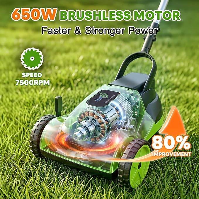 Electric Small Lawn Mower with Auto Shut-Off Sensor, 3 Position Cutting Height, 9.9Lbs Lightweight Cordless Push Mower Battery Powered for Garden/Yard/Farm, Gardening Gifts for Parents, Seniors