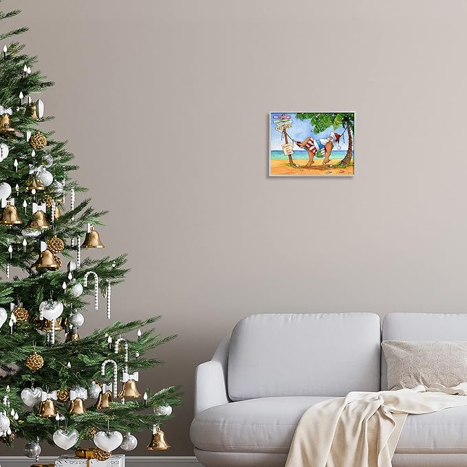 Stupell Industries Tropical Santa Claus Resting Hammock Festive Palm Tree, Design by Steve Vanderbosch