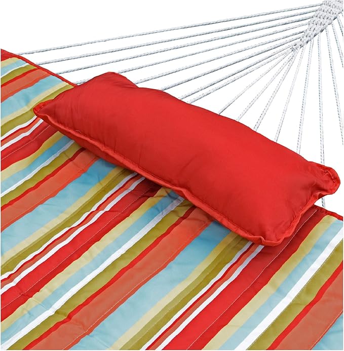 144" Striped Cotton Soft Comfort Hammock with Frame