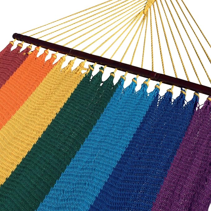 Double Caribbean Hammock - Soft-Spun Polyester - 48 inch (Rainbow)