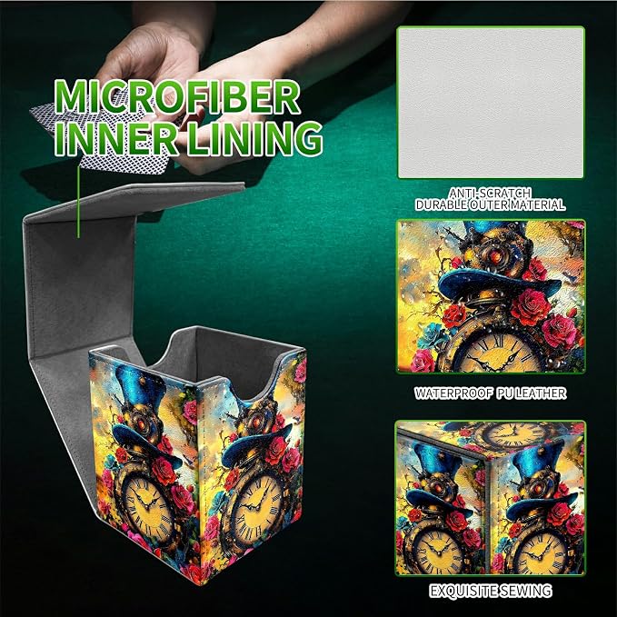 Sunflower Yellow Cow Card Deck Box for MTG, Personalized Card Storage Case Fits 120+ Sleeved Cards, Premium Leather TCG Box with Strong Magnetic Closure for Magic, CCG, PTCG, Baseball Cards