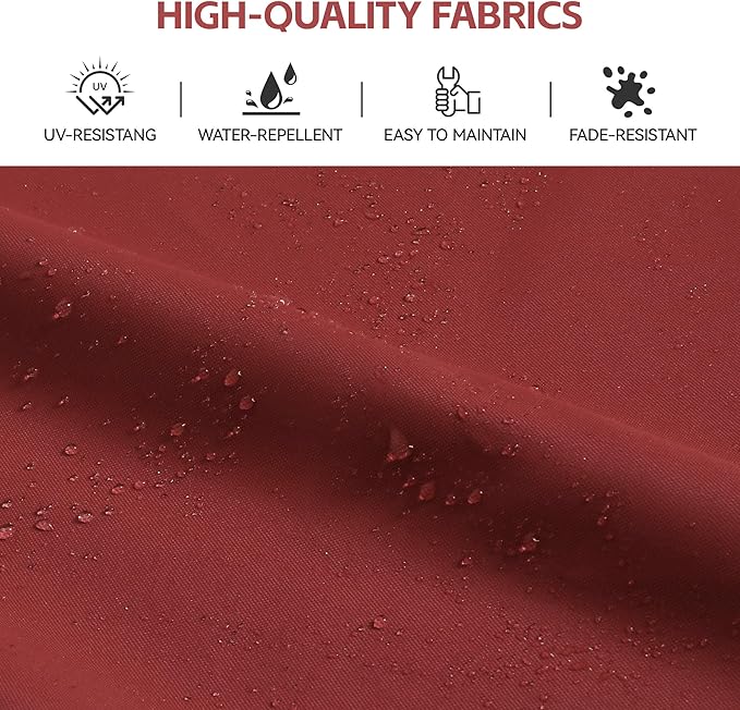 GENTEACO 10x13FT Rectangle Cantilever Patio Umbrella w/Base Included, Deluxe Wood Pattern Pole & 7 Angle Tilts, 360° Rotation, Offset Hanging Market Umbrellas for Garden Pool Patio, Red