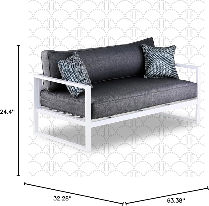 Elle Decor Paloma Outdoor Patio Furniture Collection in Weather-Resistant Metal Frame Patio, Sofa, White