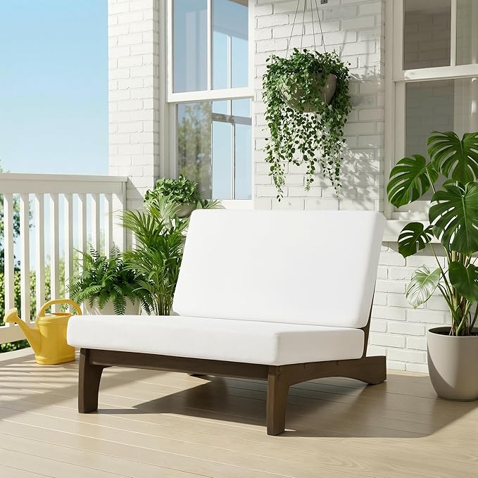 UIXE 5 Pieces Wood Patio Furniture Sets, 2 Patio Loveseat, 2 Patio Bistro Chair, All Weather Outdoor Sectional Sofa Furniture Backyard Conversation Set with Coffee Table - Beige