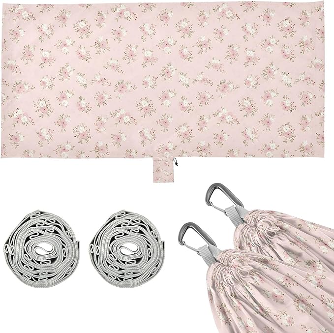 Camping Hammock Outdoor Hammocks for Outside Pink Floral Vintage Beach Trees Portable Lightweight with Pockets Tree Straps Indoor