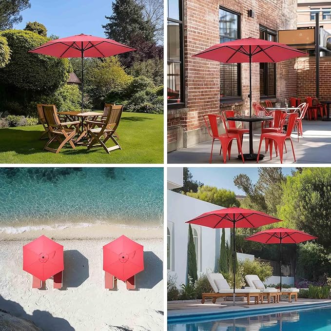 Yescom 7.5ft Outdoor Bistro Market Table Umbrella for Restaurant Cafe Rental Patio 250th Celebration Lawn Party Event Shade Yard Deck Railing Parasol