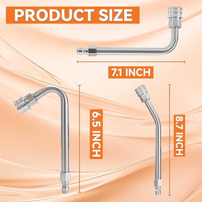 JOEJET Chemical Injector for Pressure Washer with Curved Wand, Adjustable Pressure Washer Soap Injector with Nozzle, 1/4 Inch Quick Connect, 3600 PSI