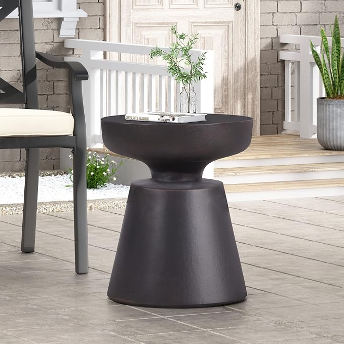Modern Concrete Side Table for Outdoor Use - Weather-Resistant, Lightweight Design Perfect for Patio and Deck