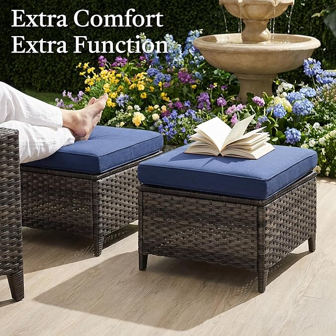 6 Piece High Back Patio Furniture Set - All Weather Patio Conversation Set with 4 Inch Thick Cushions and Deep Seating Swivel Glider Chairs & Outdoor Couch for Porch Deck Yard Pool
