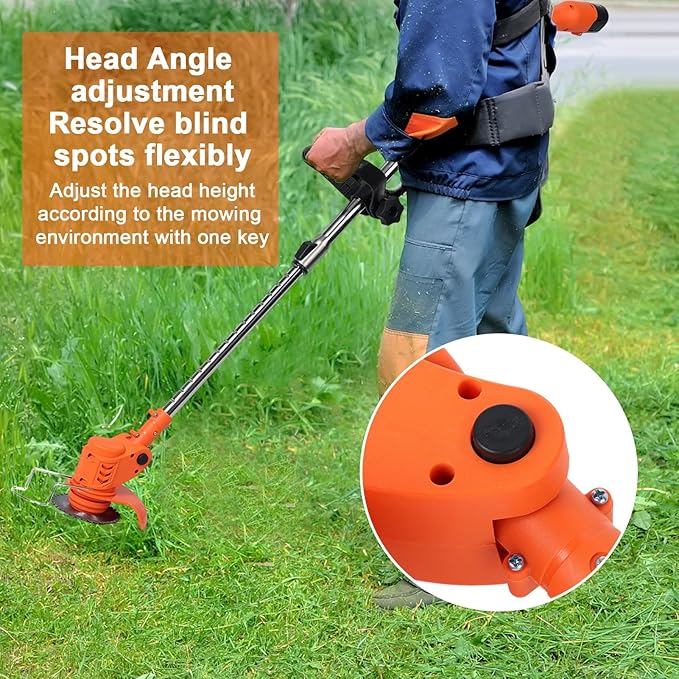 Cordless Weed Wacker, 2 X 2Ah Battery Powered Weed Eater, 12V Electric Weed Wacker with Charger, Telescopic Rod Lawn Mower, Handheld String Trimmer for Lawn Garden