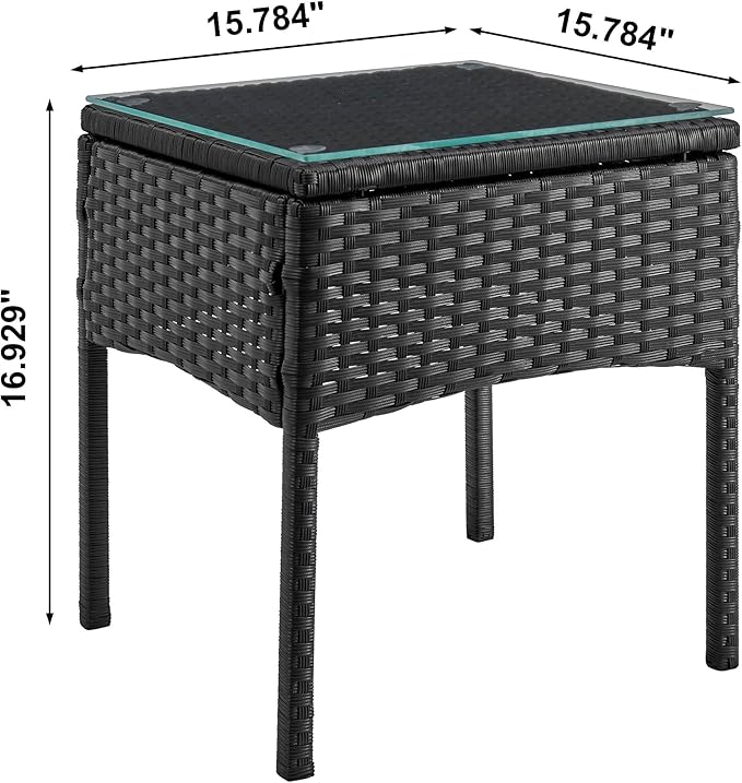 Manhattan Comfort Noli 3-Piece Patio Conversation Set, Outdoor Furniture Made of Steel Rattan | Includes 2 Modern Armchairs, Tempered Glass End Table, Removable Waterproof Cushions, Cream