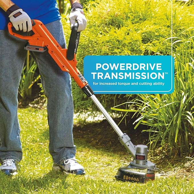 BLACK+DECKER 20V MAX String Trimmer with Trimmer Line Replacement Spool, Autofeed 30 ft, 0.065-Inch, 2-Pack (LST300 & AF100-2)