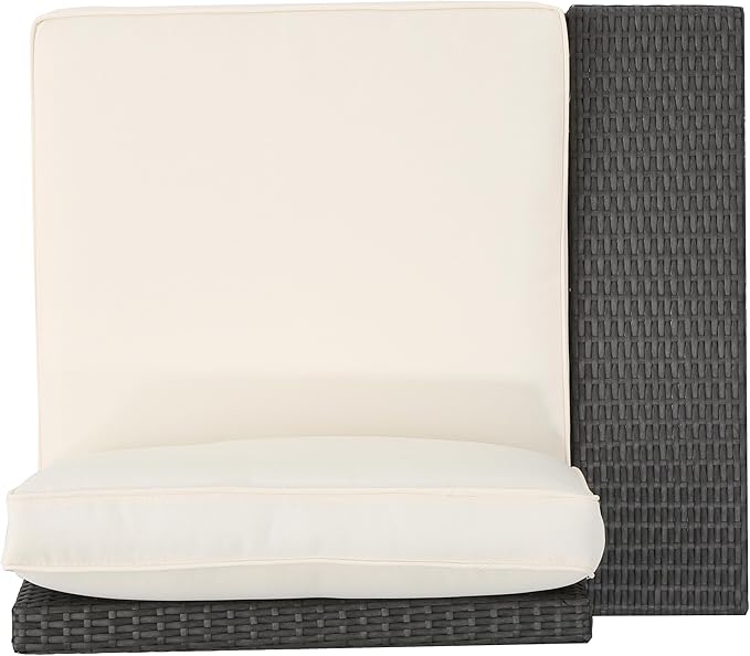 Christopher Knight Home Santa Cruz Outdoor Wicker Sectional Sofa Set with Water Resistant Cushions, 6-Pcs Set, Grey / White