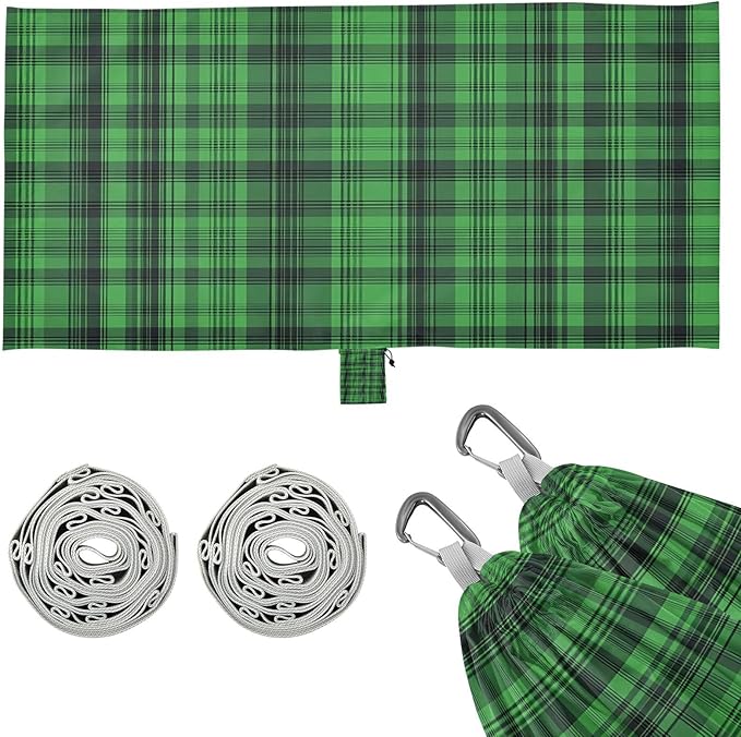 Hammocks for Outside Green Tartan with Black Lines Camping Hammock Portable Hammocks with Tree Straps and Carry Bag Camping Accessories for Hiking Beach Outdoor