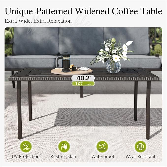 Sophia & William Patio Conversation Set for 5, 3-Seater Sofa, 2 Swivel Chairs and a Coffee Table, Metal Outdoor Furniture with 5.75" Extra Thick Cushions, Grey