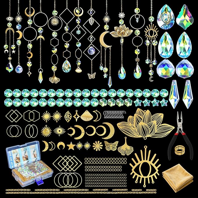 Beanewone DIY Suncatchers, 300pcs Sun Catchers Making Supplies Kit Art and Crafts for Indoor Window Home Wedding Garden Christmas Decor