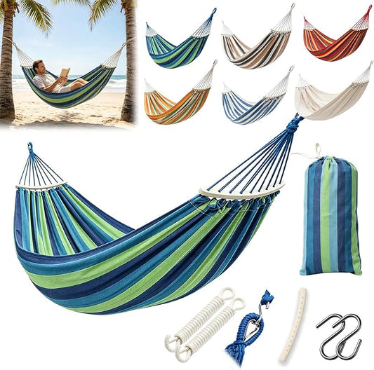 Hammock Replacement for Stand (Blue, 2 Person, Anti-ROLL Design) | Hammock Without Stand, Rope Hammocks for Outdoor Travel Portable Lightweight Hammocks with Tree Straps and Storage Bag