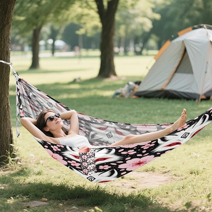 Kitsune Masque Renard Japonais Anime Kawaii-Style Fleur Cerisier Outdoor Hammocks with Portabl Carry Bag Portable Hammock for Indoor Outdoor Patio