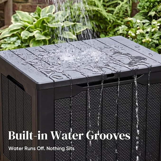 Quictent 28 Gallon Outdoor Resin Deck Box, Black | Waterproof, Lockable Storage, Weatherproof, For Patio Cushions, Garden Tools, Pool Accessories