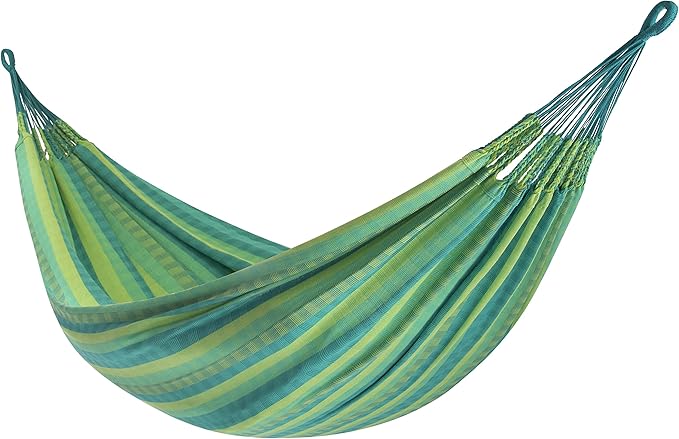 Vivere Latin Hammock Collection – Vibrant 100% Cotton Double Hammock, Supports 2 Adults - 450 lb Capacity (Viridis)