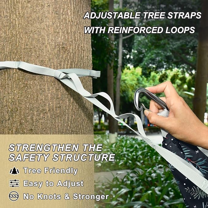 Camping Hammock Outdoor Hammocks for Outside Fir Trees Flowers Beach Trees Portable Lightweight with Pockets Tree Straps Indoor