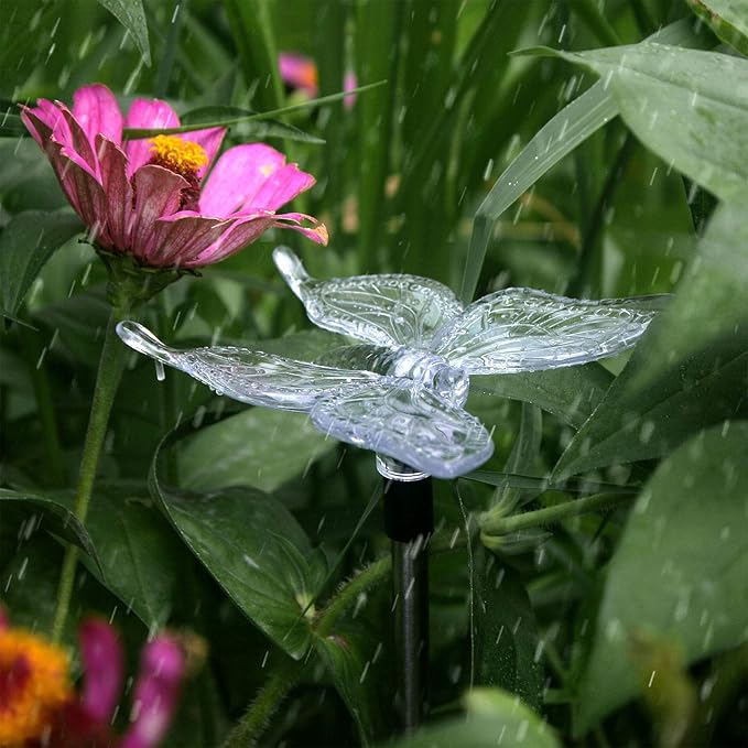 CANDLE CHOICE Solar Powered Landscape LED Lights Outdoor Waterproof Color Changing Garden Stake Lights for Outside Yard Lawn Flowerbed Plant Path Christmas Decorations Figurine Butterfly 2 Pack