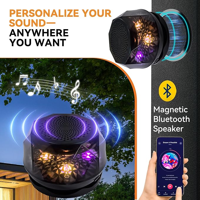 Covered Outdoor Patio Gazebo 10'x10' with LED Lights & Bluetooth Speaker, Heavy Duty Outdoor Canopy Shelter with Metal Frame, Double Roofs, Soft Top Gazebo with Netting and Curtains, Khaki